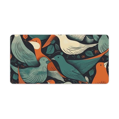 Tapis d'écriture grand format style oiseaux pour le bureau et la maison