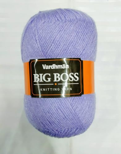 Image of Vardhman BigBoss Knitting Yarn - 200g Ball, 575m, 84% Acrylic + 16% Nylon, 3-Ply DK Weight, Soft & Durable Wool for Knitting, Craft, babywear, blanket, winter wear; threads for crochet hook needle - Boss-55- LAVENDER