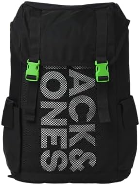 Jack & Jones Men's Jacashford Mesh Backpack Black/Detail: Island Green, Black/Detail: Iceland Green, Einheitsgröße