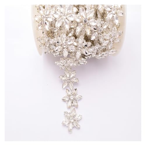 Chaîne de strass en cristal argenté de 10 yards pour couture de robe - 6