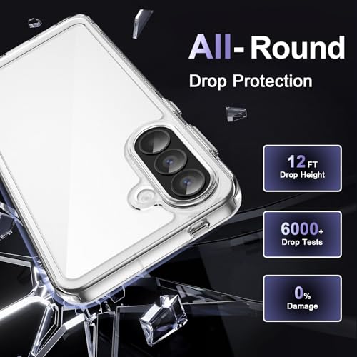 Image of Case for Samsung Galaxy A57 5G, Military Grade Drop Protection Phone Case, Yellowing Resistant, Anti-Scratch Hard PC Back, Shockproof Hard Ultra-Thin Protective Cover, Clear
