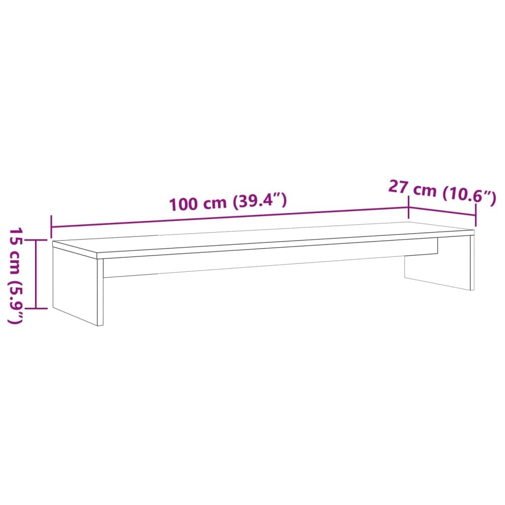 Supporto per monitor, marrone cera, 100 x 27 x 15 cm, in legno di pino massiccio, regolabile in altezza, per lavorare ergonomicamente in casa e in ufficio, ideale come accessorio da scrivania