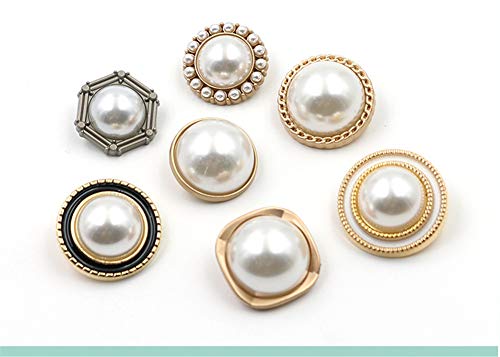 10Pcs Round Pearl Buttons With Shank For Sewing Gold Button Crafts For Clothes Shirts Suits Coats Sweaters Wedding Dress Clothing Decorations (Square, 40L/25Mm) #TOP2