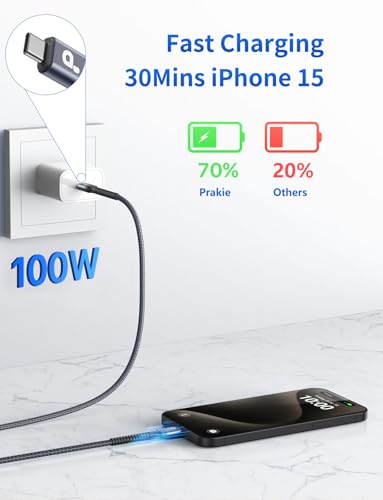 Image of Extra Long USB C to USB C Cable 15FT, 100W USB C Cable Fast Charging, Upgraded Extra Durable Braided USB C Cord for iPhone 17 16 15 Pro Max, MacBook Pro, Samsung Galaxy S10 S9 Plus, LG and More-1Pack