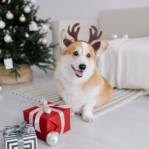 Diadema de reno navideña para perros y gatos miniatura 4