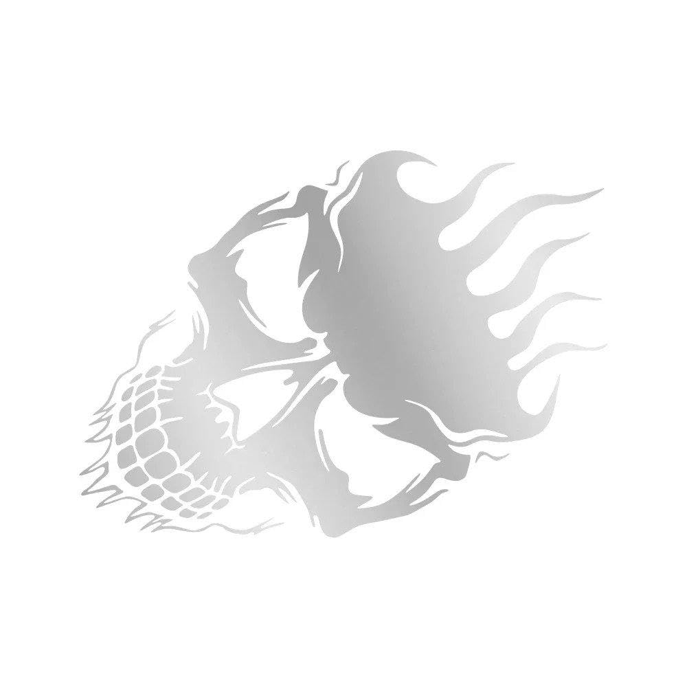 Bertdcx Matt Silver Auto Accessory Stickers Skull Creative Car Sticker Auto Exterior Decoration Pvc Waterproof Decal(,60X34cm)