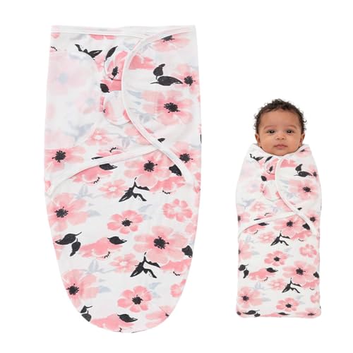 GNALIA Lot De 1 Emmaillotage Bébé 0-6 Mois - Pucksack Premier Équipement 73X50 Cm - Motif Fleurs Roses - 100% Coton Respirant