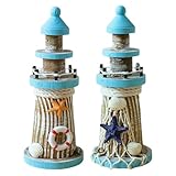 Sculpture de phare réaliste : cette sculpture de phare sur le thème de la plage reproduit fidèlement le design d'un phare authentique. idéale comme centre de table ou ornement marin, elle crée une ambiance océanique vibrante. décoration de phare en bois, à poser sur une table