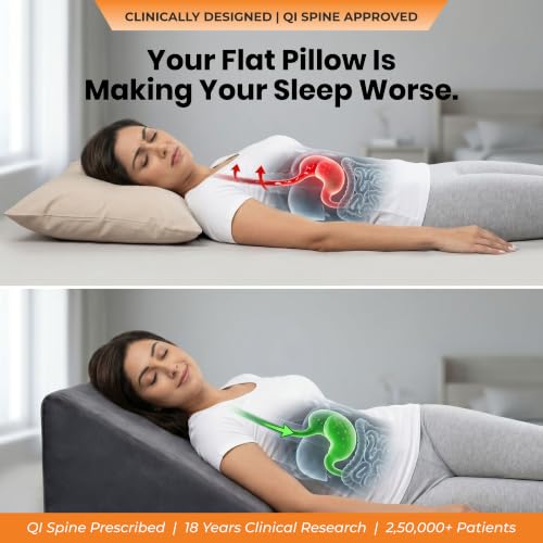 Image of Pro-Comfort Bed Wedge Pillow | 5-Year Warranty | Premium Orthopedic Memory Foam Back Support Pillow | Back Rest for Bed | Acid Reflux, GERD, Snoring, Pregnancy, Post-Surgery Relief | Grey