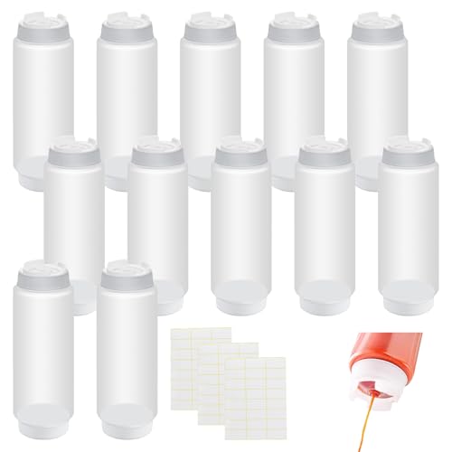 LECEHIVO 12 Pcs 32oz Condiment Squeeze Bottles Sauces Dispenser