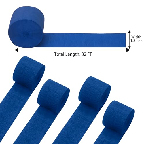 Image of GCB Blue Crepe Paper Streamers for Party Decorations 4 Rolls 328ft,Blue Crepe Paper for Wedding Decorations, Birthday Decorations, Baby Shower Decors Art Crafts DIY Supplies (1.8 Inch x 82 Ft /Roll)