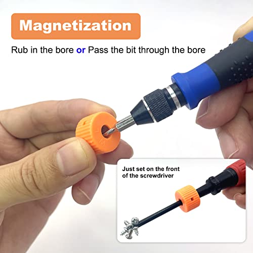 VCELINK Mini Magnetizer Demagnetizer Tool 3-Pack, GJ755OG Magnetizing and Demagnetizing Ring Pocket Size for Small Screwdrivers Tips and Bits, Orange