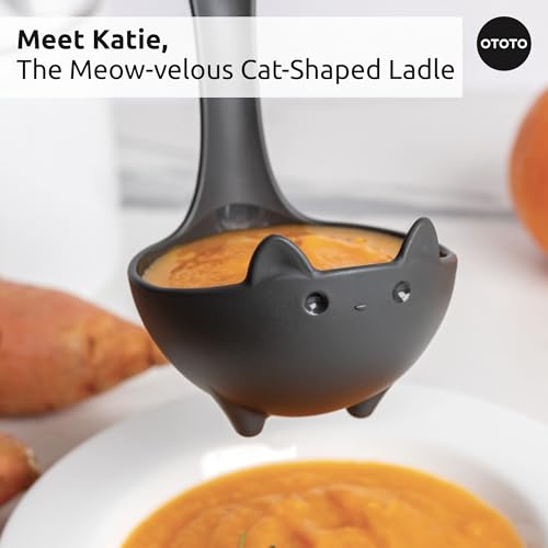 Image of OTOTO Muscateers Bundle of Mary Cat, Katie, Kitty - Jar Scraper Spatula, Soup Ladle, Pizza Cutter - Cute Kitchen Accessories, Spooky Gothic Cat Gifts for Women, Kitchen Gifts, Halloween Gifts