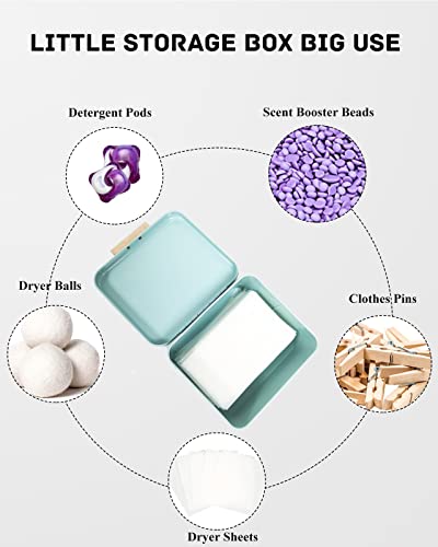 Dryer Sheet Holder Dispenser Container with Hinged Lid, Metal Modern Laundry Dryer Sheet Dispenser for Laundry Room Decor, Fabric Softener Dispenser,Green