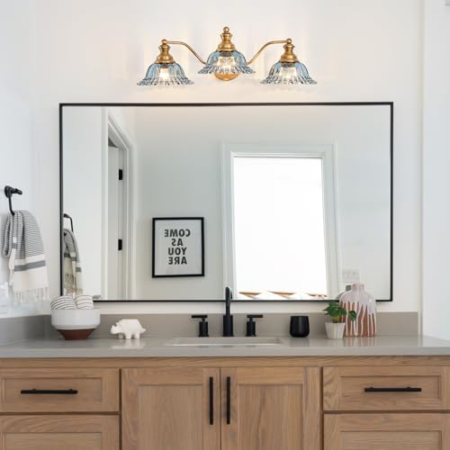 Image of XIEDUN Brass Grey Blue 3 Light Vanity Light