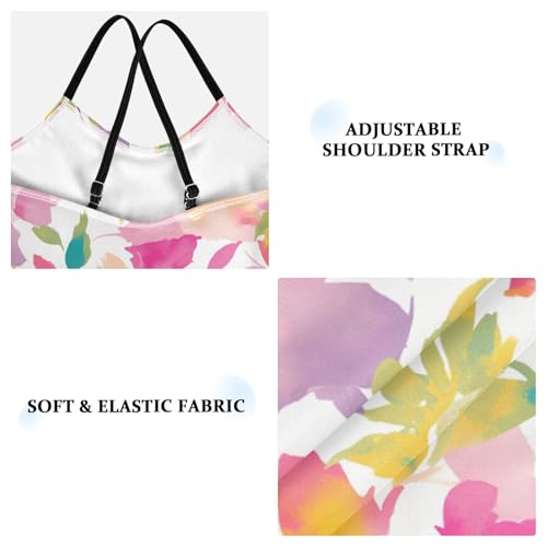 KLL Summer Small Fresh Watercolor Girls 1-Piece Swimsuit Beach Swimwear with Adjustable Straps Quick Dry3