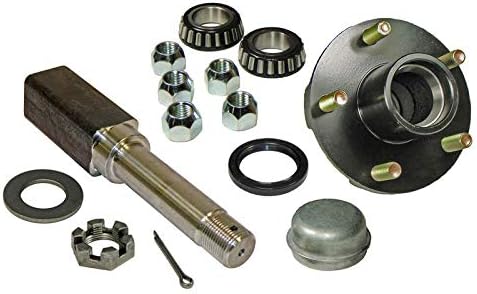 Rigid Hitch Paquete de montaje de cubo de remolque de 5 pernos en 4-12 pulgadas (SQ-2200545) incluye (1) eje cuadrado 1-116 pulgadas eje recto y