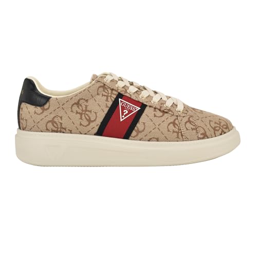 Guess Men's Caffen Sneaker, Tan Logo Multi 101, 8