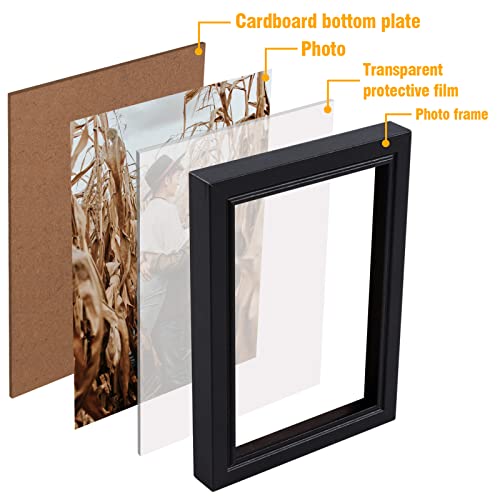 5 Folding 4" X 6" Hinged Picture Frame, Solid Wood Made, Foldable Photo Frame With High Definition Acrylic, Rustic Picture Frames Collage For Thanksgiving, Christmas, Valentine's Day, Birthday(Black) #TOP4