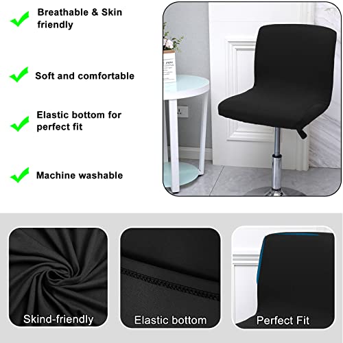 Image of WOMACO Bar Stool Cover with Back Printed Dining Room Square Swivel Barstool Chair Seat Cushion Slipcover for Counter Height Mid Low Back Chair Protector (4, Black)