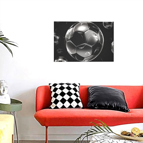 Chambre à coucher relookée avec cette peinture murale de foot