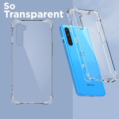 Image of Outlouders Back Cover for Oneplus Nord (2020) Clear Transparent PC + TPU Bumper Case with Raised Edges for Shockproof Protection (Transparent)