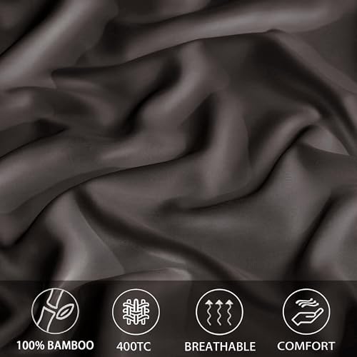 Image of RD TREND Satin Fitted Solid Bedsheet King Size 78x72x10 Inch, Elastic Bedsheets for King Size Bed with 2 Pillow Covers-18x28 Inch (Dark Coffee), 400 TC