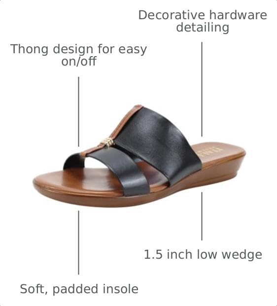 Image of ITALIAN Shoemakers Women's Sofy Wedge Sandal, Comfort Casual Open Toe - Made in Italy, 1.5 inch Heel