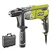 RYOBI - Taladro de Impacto con Cable 220V, 1200W - 2 Velocidades, Inversor de Rotación - Portabrocas 13mm de Autoapriete - Tope de Profundidad - LED - Mango Auxiliar con Portabrocas - RPD1200-K