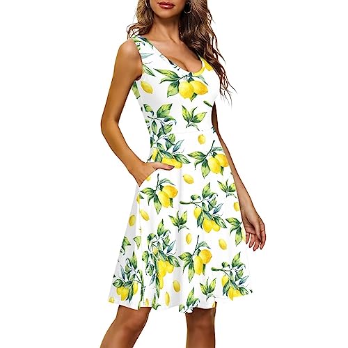 Image of Womens Plus Size Summer Dresses Halter High Waist Sleeveless Casual Midi Dress XS-4XL