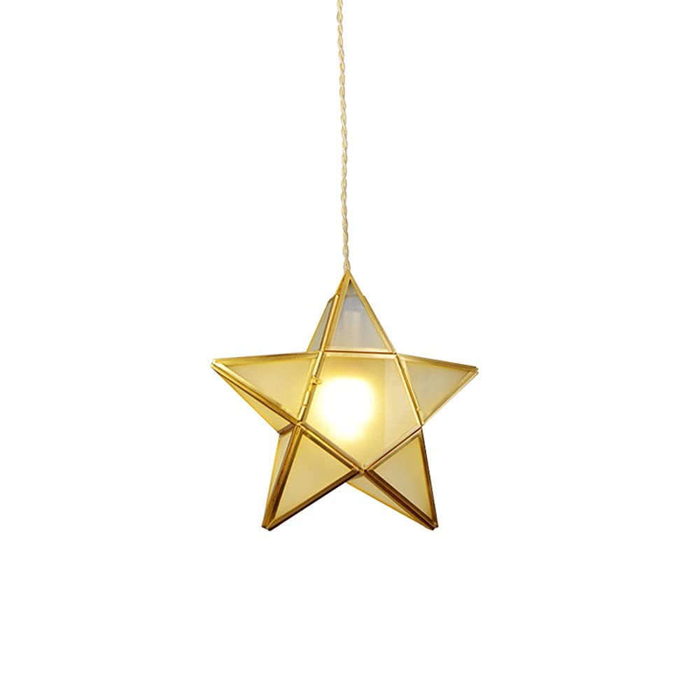 Lámpara Colgante de Latón H65 con estrella creativa y cristal esmerilado nórdico