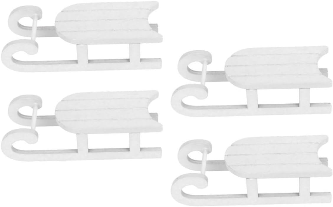 4pcs Wooden Sleigh Ornament Xmas Christmas Desktop Decor