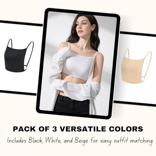 Image of FIMS - Fashion is my style Women Camisole Wearable, Adjustable & Detachable Straps, Cleavage Cover Up Clips for Deep V-Neck Low Cut Top