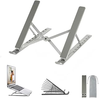 OUGEP Laptop Stand, Aluminium 8 Levels Adjustable & Cooling PC Laptop Stand for Laptops and Tablets 10-17.3 Inch Tablet (G…