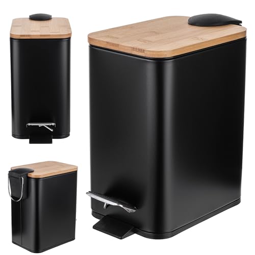 KADAX Cubo de basura de acero con recubrimiento en polvo de 3 lit...