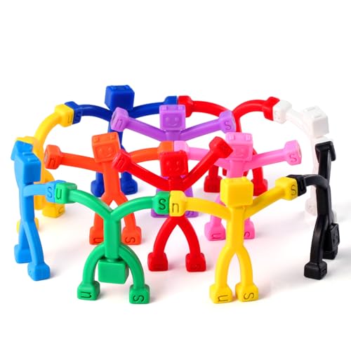 YOTNUS 12pcs Magnetic Robote Figures for Kids 3-8 Travel STEM Fidget Toy