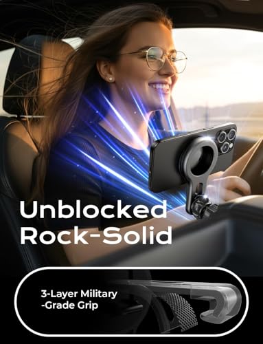 LISEN Mag Safedock Car Holder for iPhone17 Pro Max [Easily Install] Magsafe Car Mount Magsafe Phone Holder [Super Stable] Fit for iPhone 17 16 15 14 13 12 Pro/Max/Plus/Mini & MagSafe Case