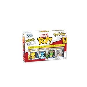 Mini Figurines Pokémon - Pack de 4 Bitty Pops! avec Pikachu, Vaporeon, Caterpie et Cubone