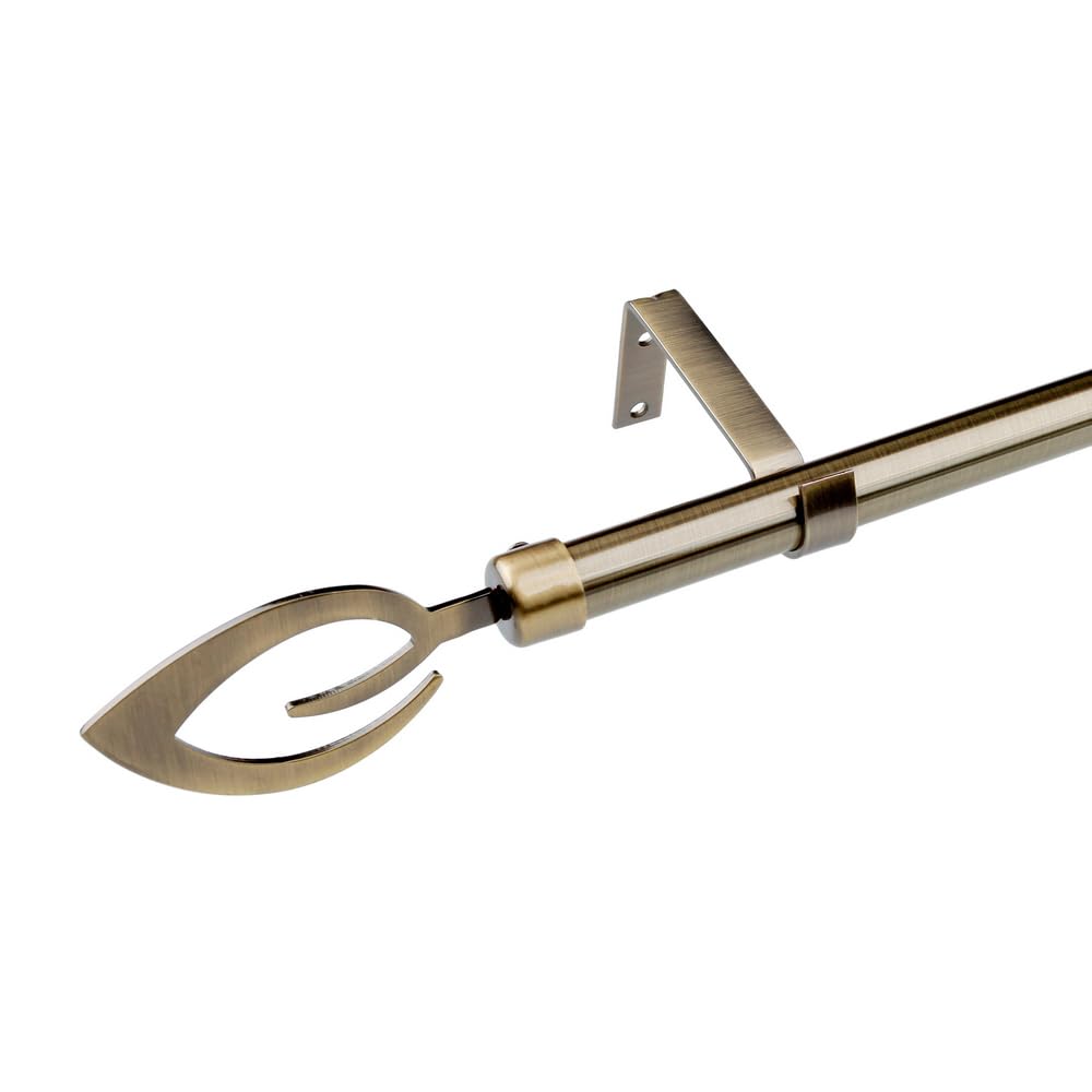 LOLAhome Pack de Barra de Cortina Extensible de 160 a 300 cm, con 2 escuadras y 2 terminales de Metal Dorado Bronce