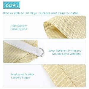 Coarbor 8' x 12' Sun Shade Sail Rectangle Canopy Sunshine Block Heavy Duty Shade Sails for Outdoor Patio Carport Backyard Garden Deck (Beige) Coarbor 8 x 12 Sun Shade Sail Rectangle Canopy Sunshine Block Heavy Duty Shade Sails for Outdoor Patio Carport Backyard Garden Deck Beige