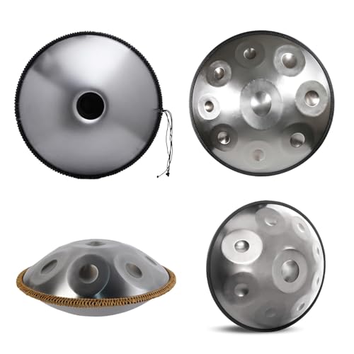 Set de Handpan Drums D Minor 9 Notas D3 A Bb C D E F G A Instrumento de Percusión Steel Drums 440Hz 22 Pulgadas Handpan Meditación Entretenimiento Plata 9 Notas miniatura 1