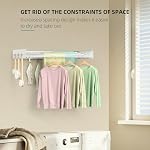 Drying Rack Clothing,Clothes Drying Rack Wall Mounted,Laundry Drying Rack Wall Mount,Foldable,Collapsible,60 lb Capacity 4 Aluminium Poles with 12 Hooks,Space Saving Clothes Drying Rack,White 40"