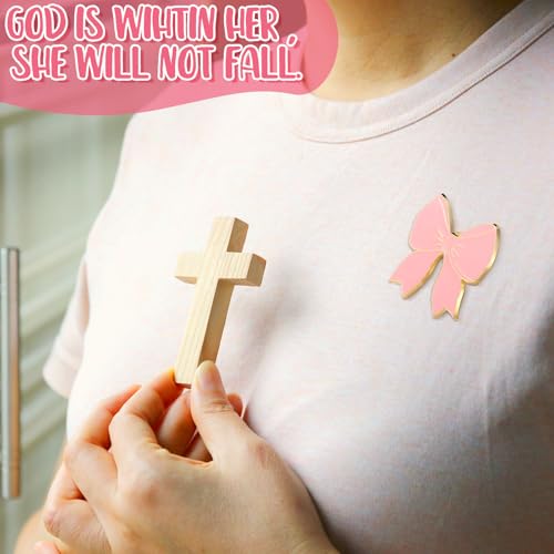 Image of Hoteam Chuch Gift for Woman of Faith Pins Butterfly Pink Bow Rose Christian Brooches Mom Church Woman Party Favor