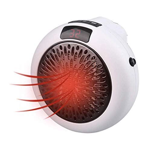 Nishore Mini aquecedor elétrico 1000 W Display digital de 3 segundos aquecedor de parede com redução