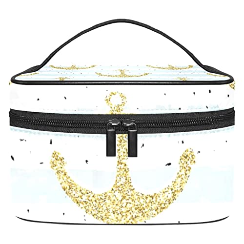 Trousse de maquillage voyage à rayures et ancres marine pour vos vacances d'été