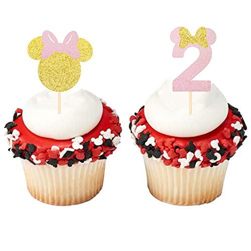 30 Pack Mouse Inspired Cupcake Toppers Number 2 Second Birthday Cupcake Picks Decorations For Baby Shower Kids 2Nd Birthday Theme Party Supplies #TOP5