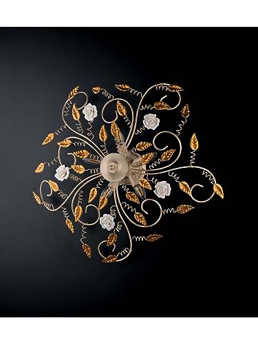 Plafonnier en fer forgé 5 lumières pour salon et chambre LGT