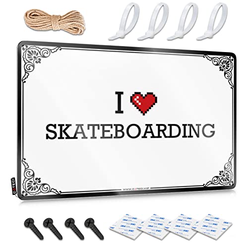 Adesivo per paraurti "I Love Skateboarding" in latta adesivi per finestrini auto (20 x 30 cm)