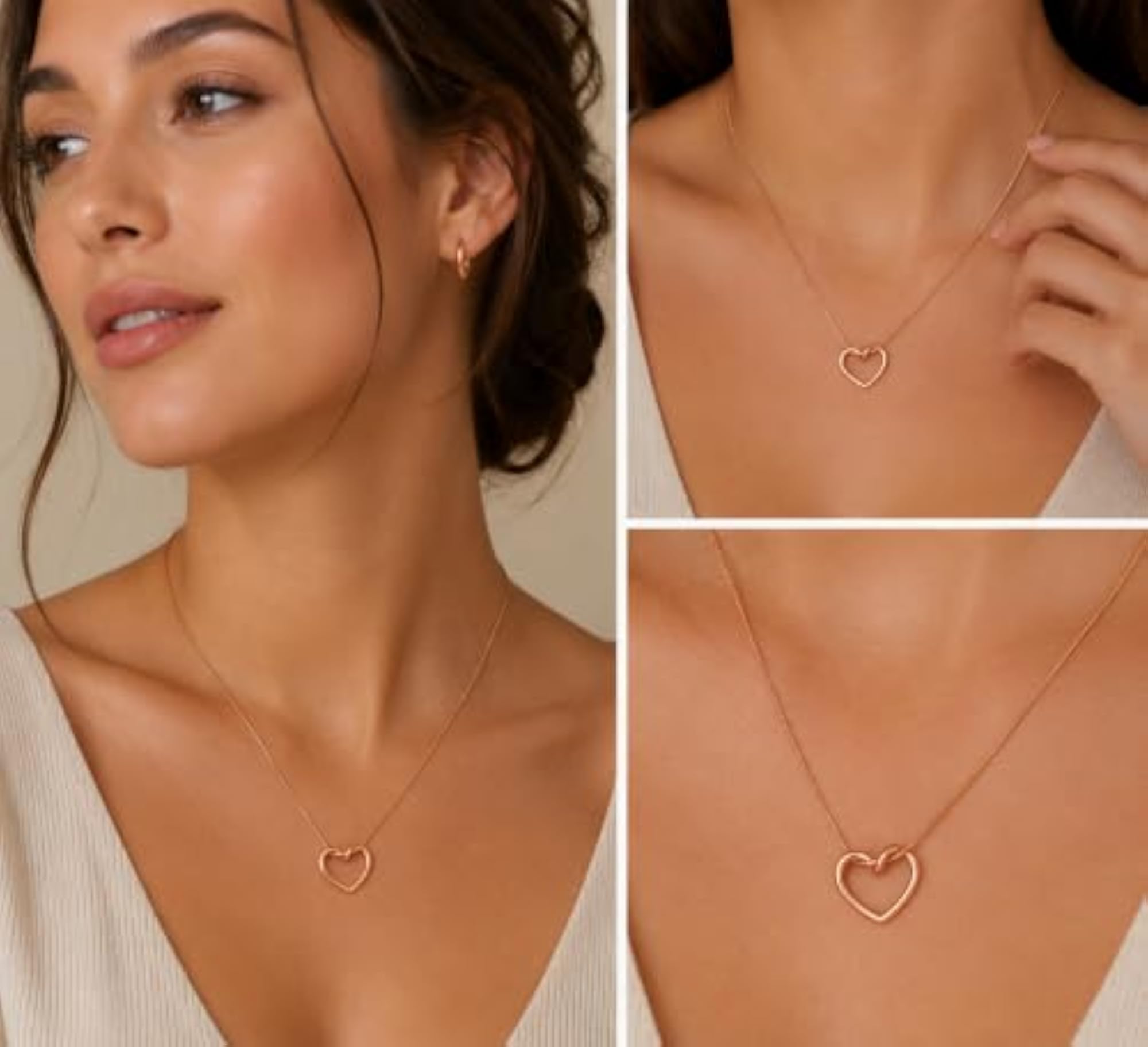 Women's Rose Gold-Tone Twisted Open Heart Pendant Necklace