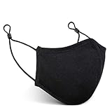 Una Mascarillas reutilizables homologadas, Antibacterias de Iones de plata, Higiénica tela color negro, Lavable, certificado internacional Intertek (Negro/1 und)